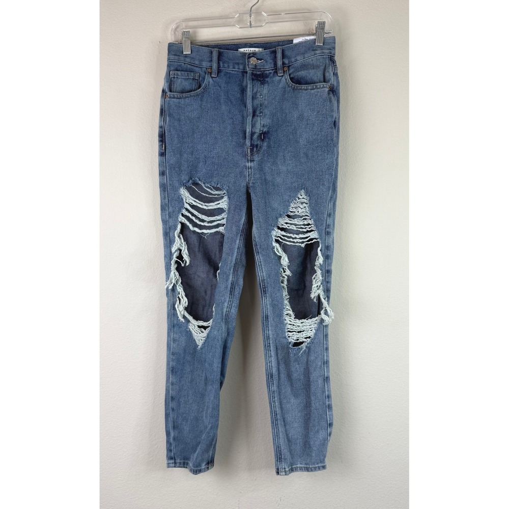 PacSun Jeans Womens 28 Ultra High Rise Slim Distressed Ripped Denim Blue
